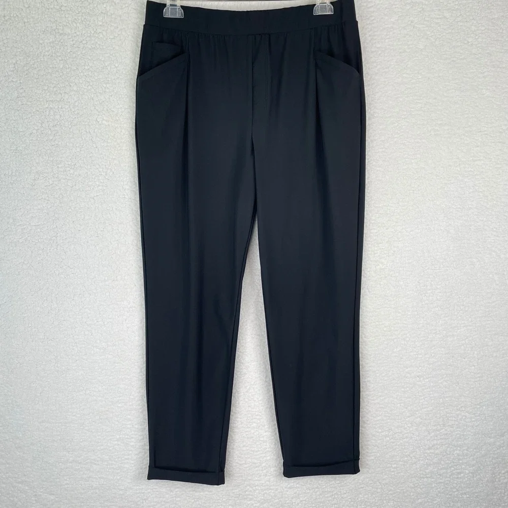 Baleaf Womens XL Black Athletic Ankle Pants Stretch Drawstring Hiking Trousers